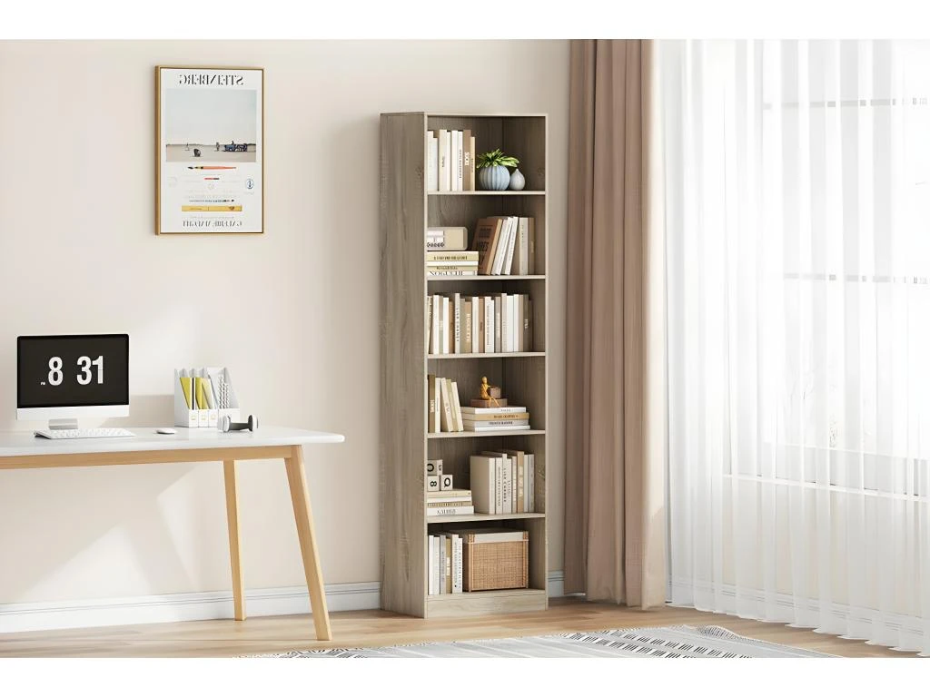 Bibliothèque Design 5 étagères, Coloris Chêne Clair Collection TOLLY 4 Bibliothèque Design 5 étagères, Coloris Chêne Clair Collection TOLLY – Image 2