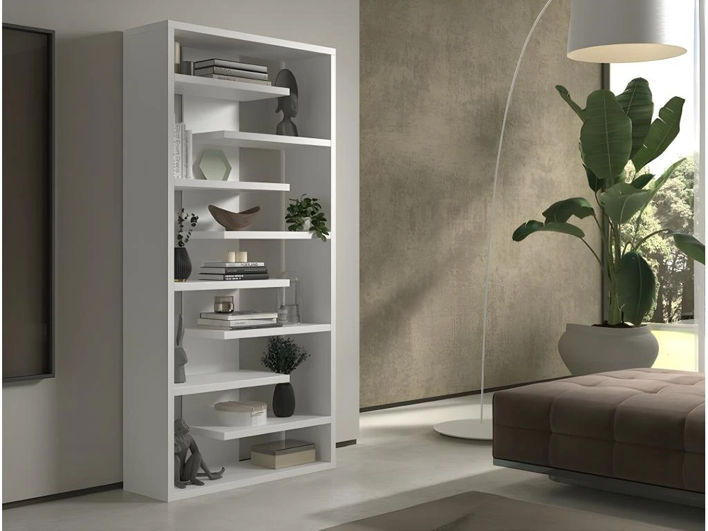 Bibliothèque Large Design, Coloris Blanc Collection MIRE 4 Bibliothèque Large Design, Coloris Blanc Collection MIRE – Image 2