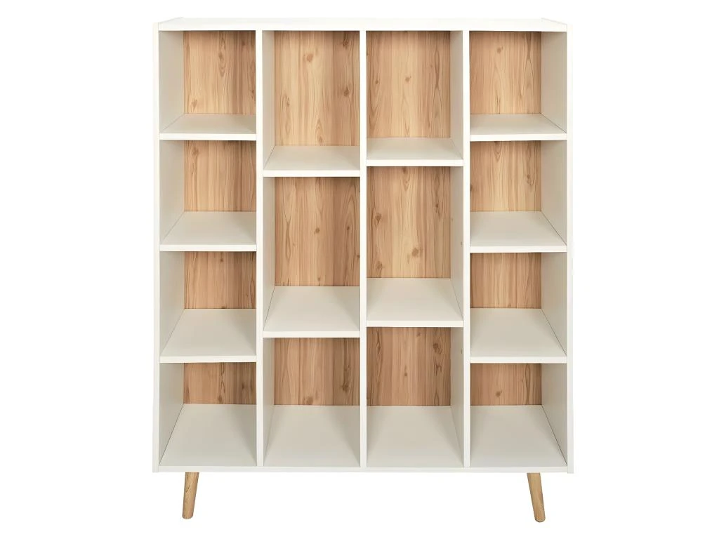 BILLY - Bibliothèque 14 Etagères Blanc Et Bois 3 BILLY - Bibliothèque 14 Etagères Blanc Et Bois