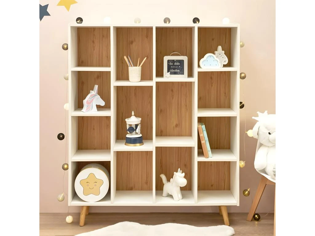 BILLY - Bibliothèque 14 Etagères Blanc Et Bois 7 BILLY - Bibliothèque 14 Etagères Blanc Et Bois – Image 5