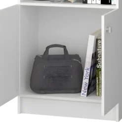 Bibliothèque 2 Portes Blanche 5 Niches H 182 Cm -Pas Cher Mobiliora Magasin bibliotheque 22969983