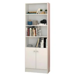 Bibliothèque 2 Portes Blanche 5 Niches H 182 Cm -Pas Cher Mobiliora Magasin bibliotheque 22969985