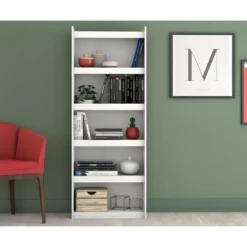 Bibliothèque Bookcase Blanc 6 Niches Largeur 70 Cm -Pas Cher Mobiliora Magasin bibliotheque 22969991