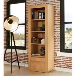 Bibliothèque Avec 4 étagères Et 1 Porte - Chêne Huilé - SYMPHONIE