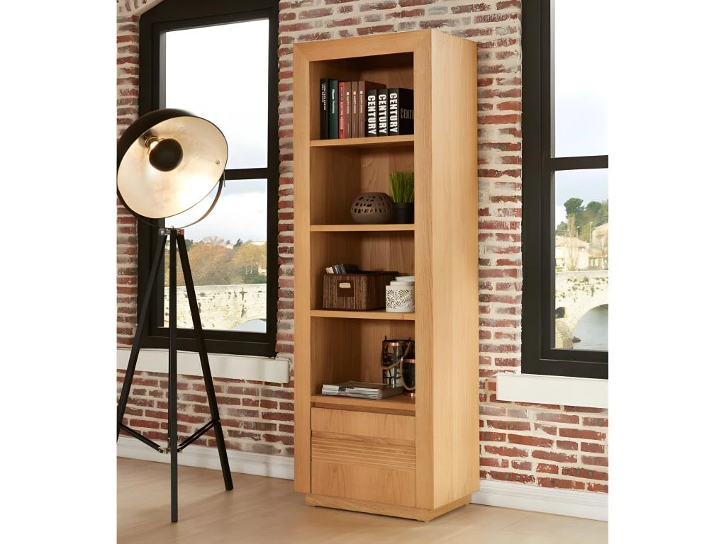 Bibliothèque Avec 4 étagères Et 1 Porte - Chêne Huilé - SYMPHONIE 3 Bibliothèque Avec 4 étagères Et 1 Porte - Chêne Huilé - SYMPHONIE