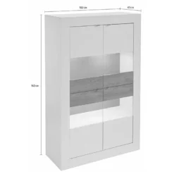 Vitrine COMETE - LEDs - 4 Portes - Blanc Laqué -Pas Cher Mobiliora Magasin bibliotheque 381531