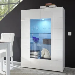 Vitrine CALISTO - LEDs - 2 Portes - Blanc Laqué