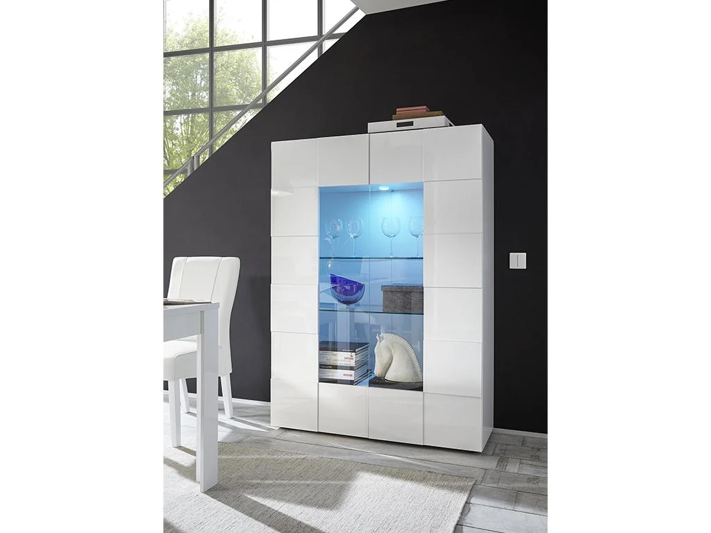 Vitrine CALISTO - LEDs - 2 Portes - Blanc Laqué 6 Vitrine CALISTO - LEDs - 2 Portes - Blanc Laqué – Image 4