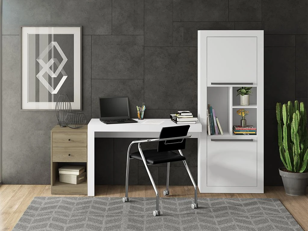 Bibliothèque Avec 2 Portes Et 3 Niches - Blanc - EVAN 4 Bibliothèque Avec 2 Portes Et 3 Niches - Blanc - EVAN – Image 2