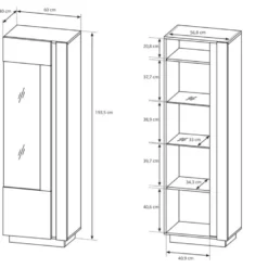 Vitrine MURARI - 1 Porte - Avec LEDs - Blanc Brillant Et Chêne -Pas Cher Mobiliora Magasin bibliotheque 460287