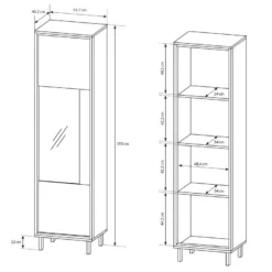 Vitrine BAYORI - 1 Porte - Avec LEDs - Chêne Et Anthracite -Pas Cher Mobiliora Magasin bibliotheque 483697