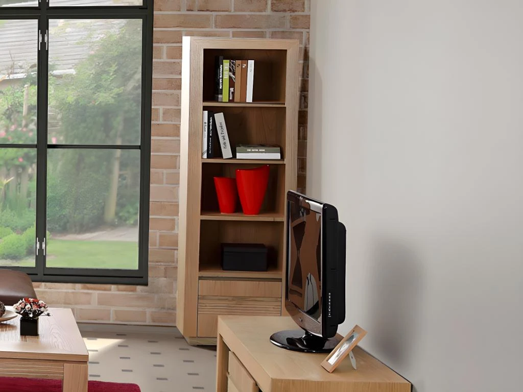 Bibliothèque Avec 4 étagères Et 1 Porte - Chêne Huilé - SYMPHONIE 7 Bibliothèque Avec 4 étagères Et 1 Porte - Chêne Huilé - SYMPHONIE – Image 5