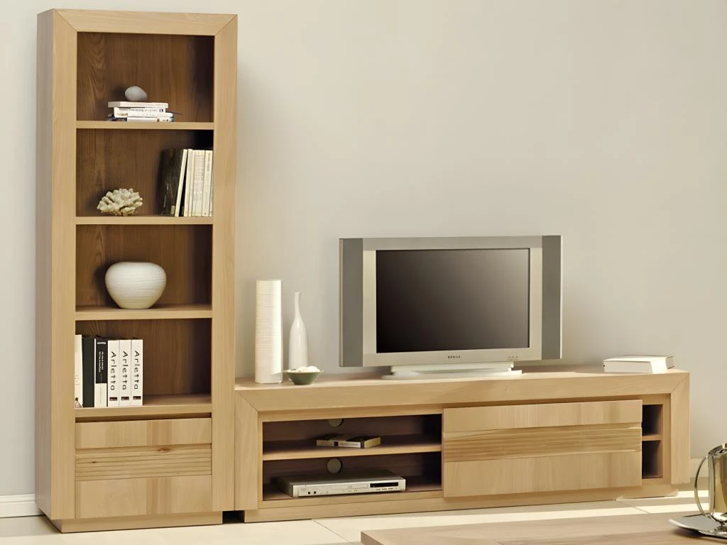 Bibliothèque Avec 4 étagères Et 1 Porte - Chêne Huilé - SYMPHONIE 5 Bibliothèque Avec 4 étagères Et 1 Porte - Chêne Huilé - SYMPHONIE – Image 3