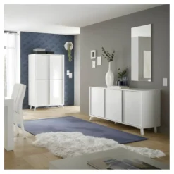 Vaisselier 4 Portes Laqué Blanc Brillant - TREVISE -Pas Cher Mobiliora Magasin buffet 11127705