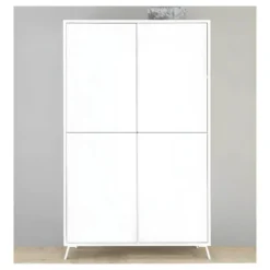 Vaisselier 4 Portes Laqué Blanc Brillant - TREVISE -Pas Cher Mobiliora Magasin buffet 11127707