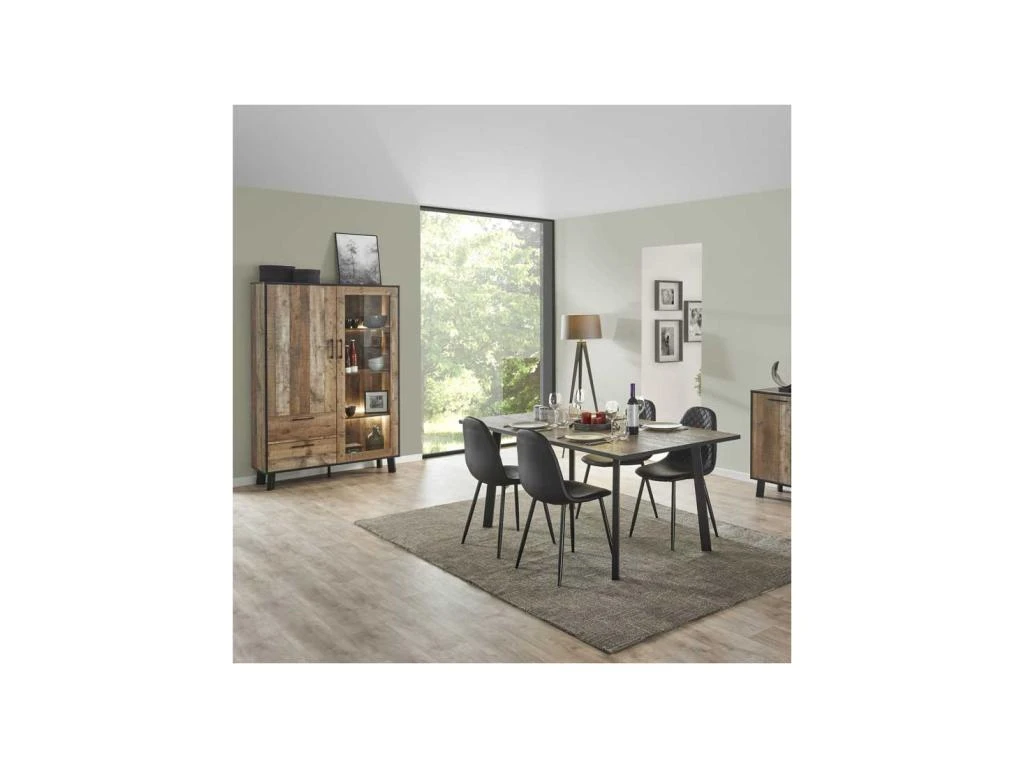 Vaisselier 2 Portes 2 Tiroirs Bois/Métal - NINO 4 Vaisselier 2 Portes 2 Tiroirs Bois/Métal - NINO – Image 2