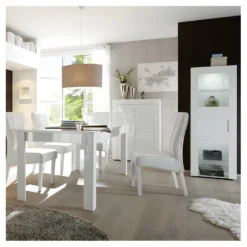 Vaisselier 2 Portes Laqué Blanc Brillant - TRANI -Pas Cher Mobiliora Magasin buffet 11140287