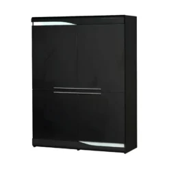 Vaisselier 4 Portes Noir Laqué Brillant- PESMES