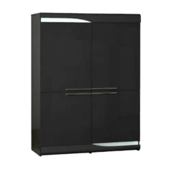 Vaisselier 4 Portes Noir Laqué Brillant- PESMES -Pas Cher Mobiliora Magasin buffet 11140527