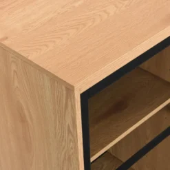 Vitrine Avec 2 Portes Coulissantes - Naturel Clair Et Noir - MEMPHIS II -Pas Cher Mobiliora Magasin buffet 16555611