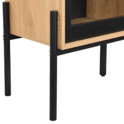 Vitrine Avec 2 Portes Coulissantes - Naturel Clair Et Noir - MEMPHIS II -Pas Cher Mobiliora Magasin buffet 16555613