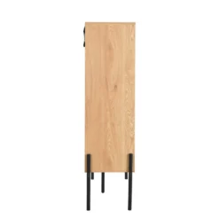 Vitrine Avec 2 Portes Coulissantes - Naturel Clair Et Noir - MEMPHIS II -Pas Cher Mobiliora Magasin buffet 16555643