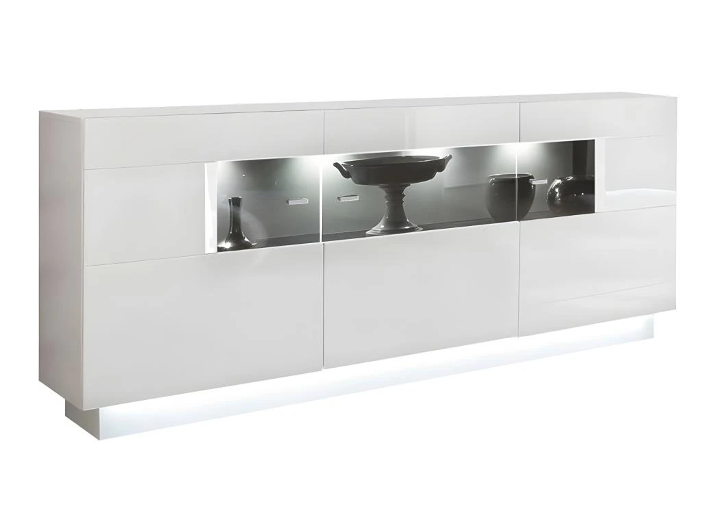 Ensemble Mur TV + Buffet - MDF - Blanc - Séjour Lumineux BLAKE 8 Ensemble Mur TV + Buffet - MDF - Blanc - Séjour Lumineux BLAKE – Image 6