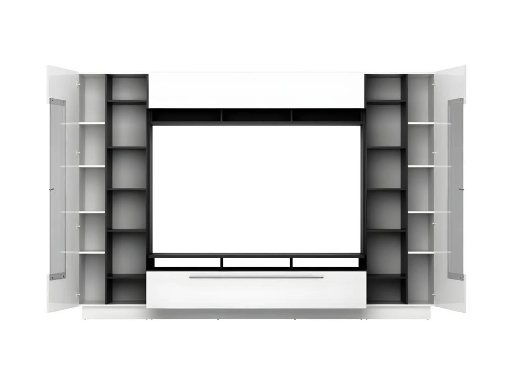 Ensemble Mur TV + Buffet - MDF - Blanc - Séjour Lumineux BLAKE 6 Ensemble Mur TV + Buffet - MDF - Blanc - Séjour Lumineux BLAKE – Image 4