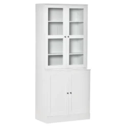 HOMCOM Bibliothèque Vitrine Multi-rangement - 2 Portes Verre, 2 Portes Bois, 4 étagères Réglables - MDF Blanc 8 HOMCOM Bibliothèque Vitrine Multi-rangement - 2 Portes Verre, 2 Portes Bois, 4 étagères Réglables - MDF Blanc -Pas Cher Mobiliora Magasin buffet 9522955
