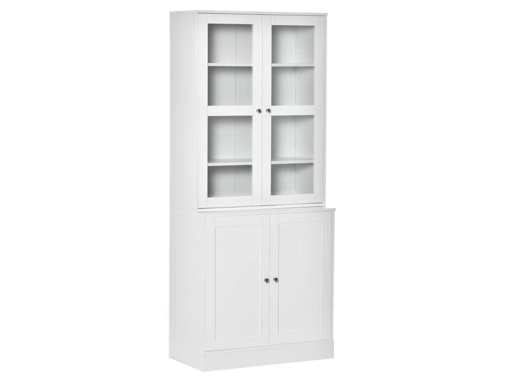 HOMCOM Bibliothèque Vitrine Multi-rangement - 2 Portes Verre, 2 Portes Bois, 4 étagères Réglables - MDF Blanc 4 HOMCOM Bibliothèque Vitrine Multi-rangement - 2 Portes Verre, 2 Portes Bois, 4 étagères Réglables - MDF Blanc – Image 2
