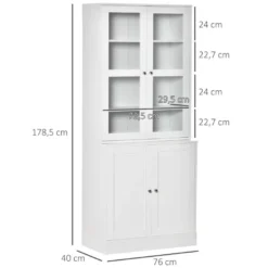 HOMCOM Bibliothèque Vitrine Multi-rangement - 2 Portes Verre, 2 Portes Bois, 4 étagères Réglables - MDF Blanc 9 HOMCOM Bibliothèque Vitrine Multi-rangement - 2 Portes Verre, 2 Portes Bois, 4 étagères Réglables - MDF Blanc -Pas Cher Mobiliora Magasin buffet 9522957