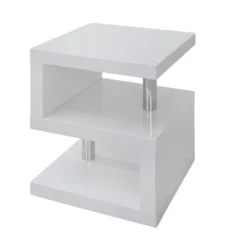 Table D'appoint LYLIA II - MDF Laqué Blanc - Avec LEDs - Blanc -Pas Cher Mobiliora Magasin chevet 333931