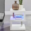Table D'appoint LYLIA II - MDF Laqué Blanc - Avec LEDs - Blanc -Pas Cher Mobiliora Magasin chevet 333935