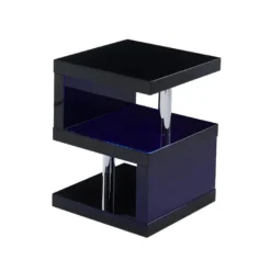 Table D'appoint LYLIA II - MDF Laqué - Avec LEDs - Noir -Pas Cher Mobiliora Magasin chevet 399547