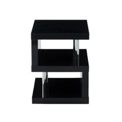 Table D'appoint LYLIA II - MDF Laqué - Avec LEDs - Noir -Pas Cher Mobiliora Magasin chevet 399549