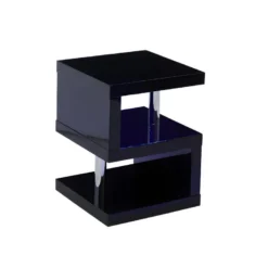 Table D'appoint LYLIA II - MDF Laqué - Avec LEDs - Noir -Pas Cher Mobiliora Magasin chevet 399551