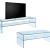 Ensemble Table Basse + Meuble TV - Verre Trempé - Séjour Design STILEOS -Pas Cher Mobiliora Magasin ensemble meuble salon complet 569427