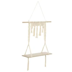 Étagère Murale Macramé En Bois Et Coton 60 X 80 Cm