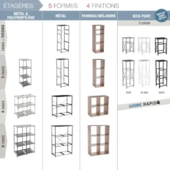 Étagère 4 Casiers "Mix N Modul" 68cm Noir -Pas Cher Mobiliora Magasin etagere 13902173