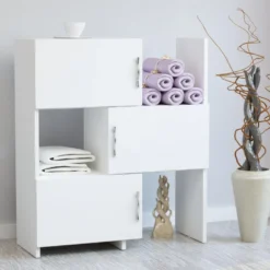 Meuble Polyvalent, 100% Aggloméré Plaqué Mélaminé, Coloris Blanc 65x89,8x31,5 -Pas Cher Mobiliora Magasin etagere 14280143