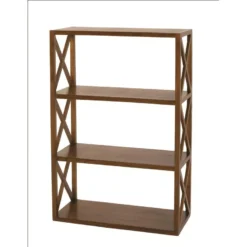 EDEN - Étagère Marron Croisillons 3 Niveaux Bois Mindi -Pas Cher Mobiliora Magasin etagere 14652731