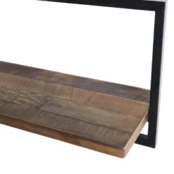 ALIDA - Étagère Murale 'L' 1 Plateau Teck Recyclé Marron Structure Métal Noir -Pas Cher Mobiliora Magasin etagere 14652747