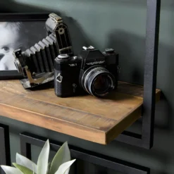 ALIDA - Étagère Murale 'L' 1 Plateau Teck Recyclé Marron Structure Métal Noir -Pas Cher Mobiliora Magasin etagere 14652751