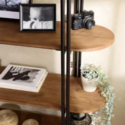 ALIDA - Étagère 4 Niveaux Open Space En Teck Recyclé Coins Arrondis -Pas Cher Mobiliora Magasin etagere 14652781