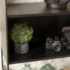 DALY - Étagère 5 Niches 5 Niveaux Noire Piètement Métal -Pas Cher Mobiliora Magasin etagere 14652797