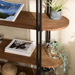 ALIDA - Étagère 5 Niveaux Open Space En Teck Recyclé Coins Arrondis -Pas Cher Mobiliora Magasin etagere 14652807