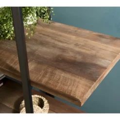 ALIDA - Étagère Marron 4 Niveaux Teck Recyclé Acacia Mahogany Et Métal Noir -Pas Cher Mobiliora Magasin etagere 14652819