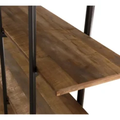 ALIDA - Étagère Marron 4 Niveaux Teck Recyclé Acacia Mahogany Et Métal Noir -Pas Cher Mobiliora Magasin etagere 14652821