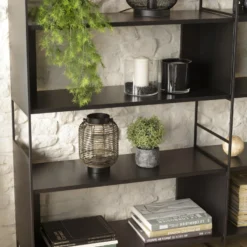 DALY - Étagère 10 Niches 5 Niveaux Noire Piètement Métal -Pas Cher Mobiliora Magasin etagere 14652841