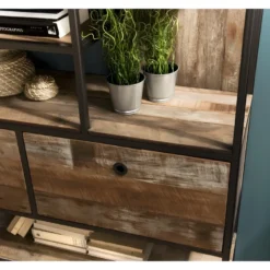 ALIDA - Étagère Marron 2 Tiroirs Et 7 Niches Teck Recyclé Acacia Mahogany Recyclé Et Métal Noir -Pas Cher Mobiliora Magasin etagere 14652981